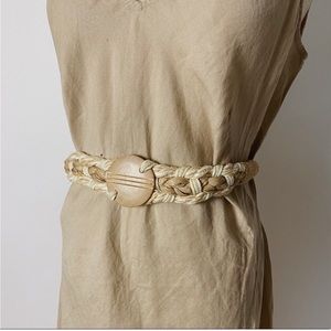 VINTAGE Wooden and Braided Fiber Belt
